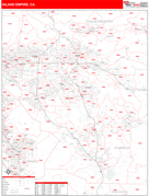 Inland Empire Metro Area Digital Map Red Line Style